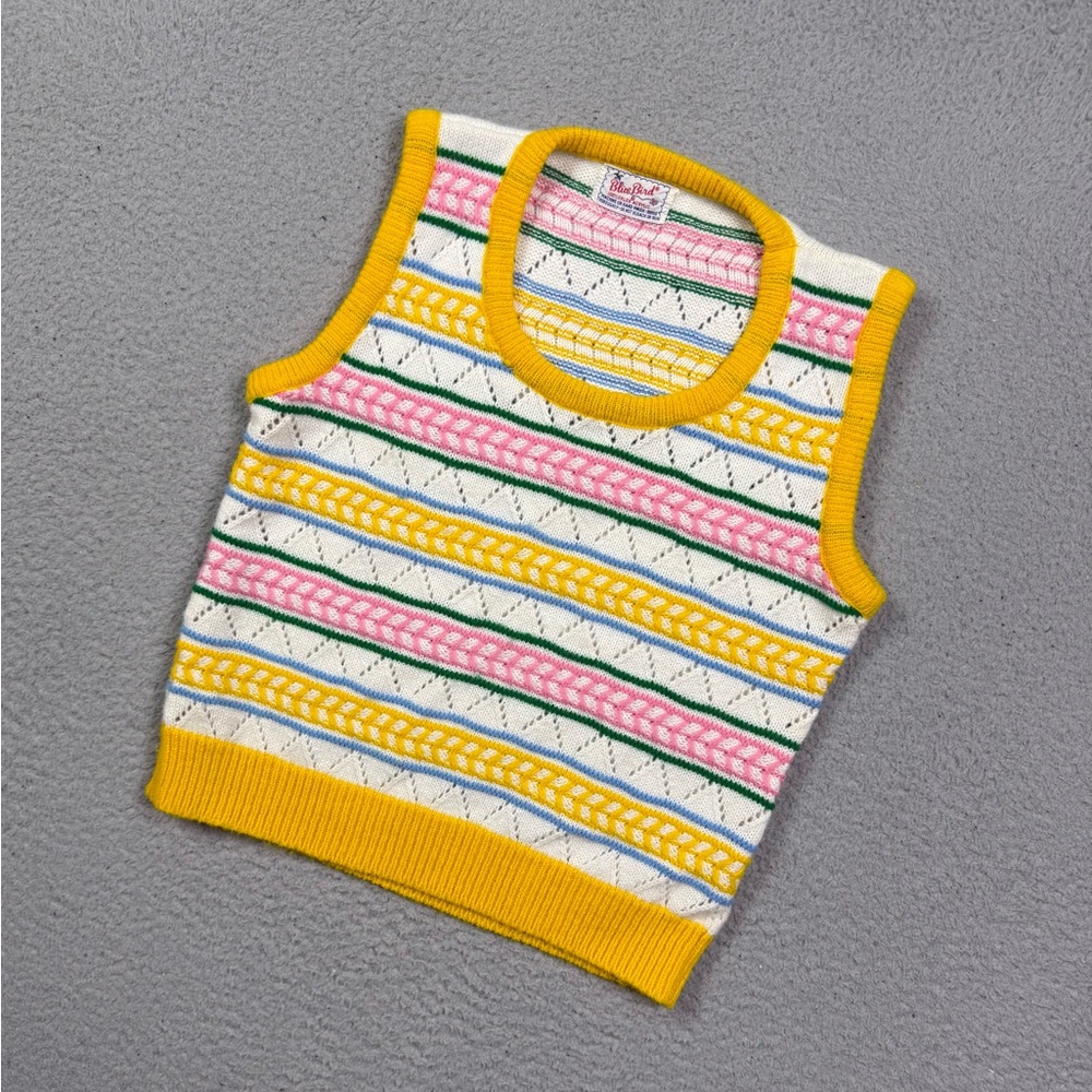 Kids vintage 80s blue bird knit sweater‎ vest